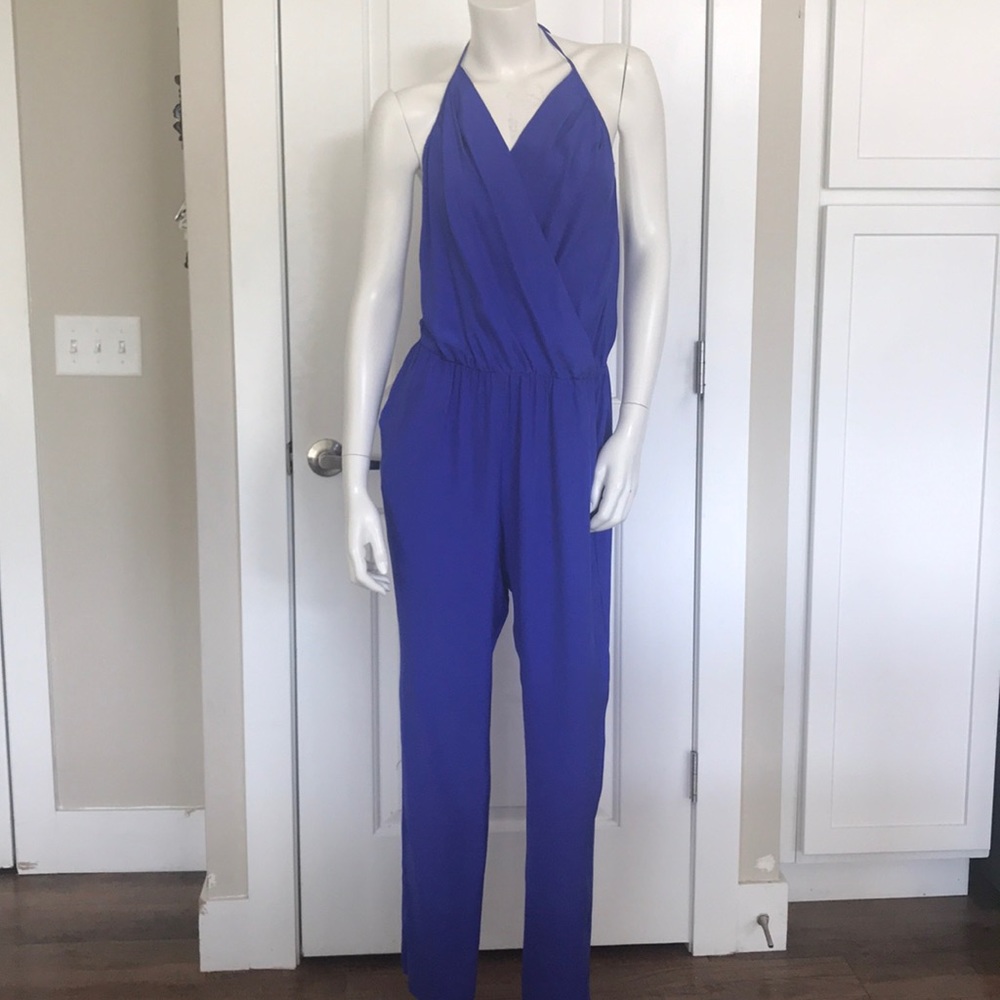 Amanda Uprichard Blue halter Jumpsuit Size L